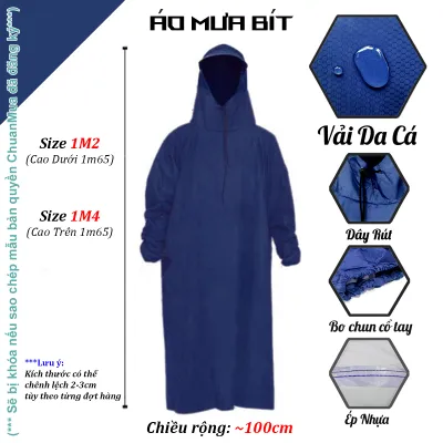 Áo Mưa Bít Vải Dù Da Cá 1m2 & 1m4 ( Giá Sỉ Xưởng Việt Nam - Siêu Bền Không Xẻ Tà Kích Thước Tùy Chọn. Che kín người Áo Mưa 1 Đầu Một Người... ) - ChuanMua GDA216