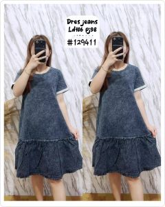 Dress Jeans Denim Lembut Motif Fashion Size XL