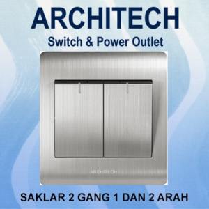 ARCHITECH PLATINUM B9-K02A Sakelar/Saklar/CETEKAN Lampu 2 Gang 1 Arah platinum silver