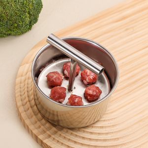 LDQ Stainless Steel Meatball Maker Machine - Heavy-Duty Grade Manual Press Tool with Uniform Spherical Shape for Homemade Meatballs Fishballs Potato & Ice Cream Balls - Easy-Clean Non-Stick DIY Kitchen Gadget for Home & Restaurants