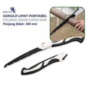 KNIFEZER GERGAJI LIPAT PORTABLE FOLDING WOOD HAND SAW PEMOTONG KAYU PIPA PARALON 30CM 240MM GRAJI - LA146 HITAM