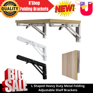 Folding Shelf BracketsMax. Load 440 lbHeavy Duty Wall Mounted Shelf Bracket Space Saving for Table Work Bench Collapsible Shelf (2 PCS) (200 kg)