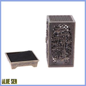 bluesea Alloy Censer Incense Holder Square Cylinder Vertical Incense Indoor Aromatherapy Home Ornament Chinese Inense s