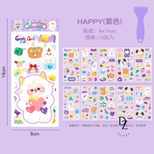 【READY STOCK】10 Sheets Lovely Cartoon Pet Series Stickers Waterproof PET Scrapbook Deco Stickers with Shovel 手帐贴纸 (S71)