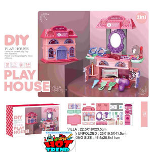 Bộ đồ chơi 2in1 ngôi nhà và lắp ghép tiệm kem tiệm make up nhiều phụ kiện hàng cao cấp mới hè 2022 hộp tiếng anh cho bé