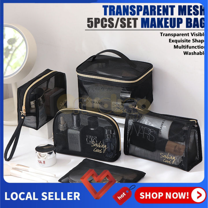 【FREE SHIPPING】5Pcs Set Wash Makeup Bag for Women,Black
