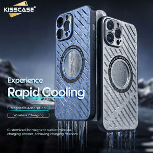KISSCASE Metal Cooling Phone Case For iPhone 14 13 12 Pro Max 14Plus Lens Protection TPU Frame Hollow for Magsafe Wireless Charging Back Cover
