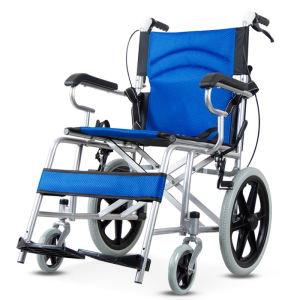24 Inch Wheelchair For Adult Folded Heavy Duty Bigger Wheel Chair Solid Anti-Skid Tires With Brake Senior Portable Hand Push Aluminum Alloy Steel Structure
