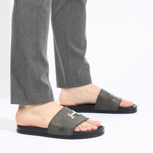 Dép Nam MWC 7845 - Dép Nam Quai Ngang Bản To Chất Liệu Da Đính Khoá Chữ H