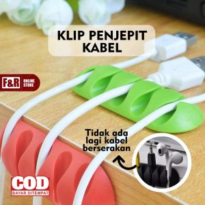 Penjepit Kabel Charger HP USB Headset Earphone Gadget Klip Kabel Organizer Tempel Clip Holder 5 Slot