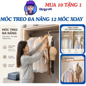 [Mua 10 tặng 1] Móc Treo Đa Năng 12 Móc Xoay 360 Nhựa Cao Cấp OKSEP Móc Treo Quần Áo Khăn Mũ Phụ Kiện Gọn Gàng