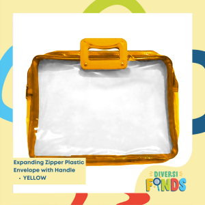 Expandable Plastic Envelope with top handle/zipper LONG SIZE - Assorted Colors - THICK Expandable Sides