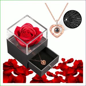 เครื่องประดับ หินควอทซ์สีดํา สร้อยคอ งานแต่งงาน วันวาเลนไทน์ จี้ โทนสีโรสโกลด์ วันเกิด ประณีต