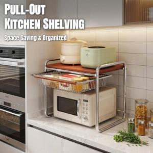 Multilayer Pull-out Storage Organizer Rack Microwave Rack Kitchen Spice Organiser