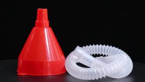 Small Flexible Fuel Funnel with Long Hose Plastic Wide Mouth Filling Funnel Car Funnel for Engine Oil Gas Fuel Gasoline Diesel Water Fluid Liquid Transmission Red Wide Diameter 3.15inch(1)