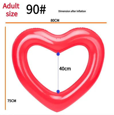 Inflatable Sweet Heart Swimming Rings Laps Pool Party Float Mattress Swimming Circle Pink