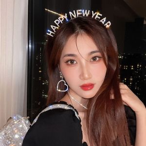 หวาน 2024 คริสต์มาส Dree Up จดหมาย โลหะผสม ชุดแต่งตัวปีใหม่ เครื่องประดับหญิง Rhinestone มงกุฏ