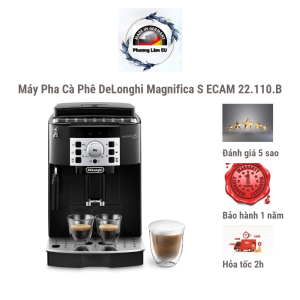 Máy pha cà phê DeLonghi Magnifica S ECAM 22.110B. 22.110B pha 2 tách cà phê 1 lúc cối xay gió êm 13 mức điều chỉnh