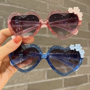 OWMXZL UV-blocking Cartoon Flower Sunglasses Heart Shape Lovely Children Sunglasses Sweet Cute Pattern Kids Eyewear Outdoor Use