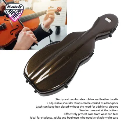 Muslady Hộp đựng đàn violin Hộp đựng đàn violin Lớp lót nhung cầm tay chống mài mòn cho ngoài trời