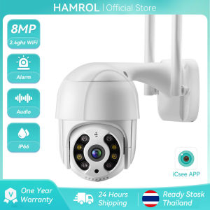Hamrol 8MP 4K Wireless PTZ Camera 5MP Ai Auto Tracking HD 1080P Color Night Vision Wifi IP Camera Outdoor H.265X CCTV Camera