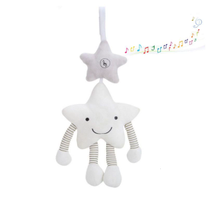 Crib Bar Toy Baby Shaking Bell Sounding Toy Ring for w/ Teething & Rattle Bell Plush Pendant for Baby Infant Newborn 1Mo