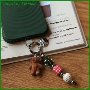 AngelCity Fashion Store Cute Cartoon Flower Phone Pendant Keychain For Women Y2K Colorful Beaded Ornament Bag Charm Accessories Fashion Jewelry Gift