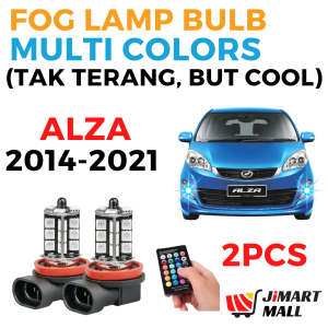 PERODUA ALZA LED FOG LAMP BULB RGB Remote Control White Yellow Flash Multi Color Lampu Spotlight Sport Light Mentol Kereta H8 H11 Halogen Replacement 汽车雾灯灯泡