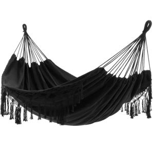 DGFDF with Woven Tassels Double Deluxe Hammock Large Boho Style Canvas Swing Chair Romantic Leisure 2 Person Hammock Relax