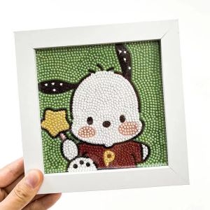 Dreamo Pochacco DIY Diamond Painting Kit Cartoon 5D DIY Round Mosaic Embroidery Childrens Room Decor Handwork Toys Gift / 帕恰狗DIY钻石画