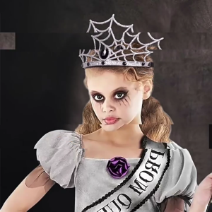 Crown Hairhoop Silver Headband for Women Cosplay Parties Halloween Spiderweb Hairband