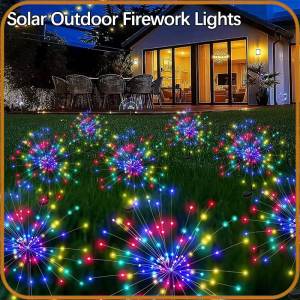 LED Solar Power Firework Lights Garden Decoration Fairy Lights Waterproof Outdoor Dandelion Lawn Lamp for Patio Garden Decor
