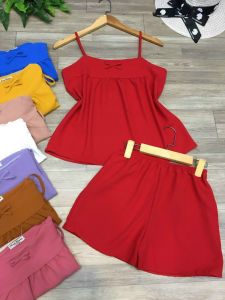 Đồ bộ ngủ hai dây mặc nhà mùa hè dễ thương set đồ đùi ngủ chất liệu đũi cao cấp mềm mại freesize dưới 60kg