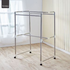 KANTAREEYA ราวสนาม ราวตากผ้าแสตนเลส 4 เส้น แบบมีล้อเลื่อนขนาดใหญ่ กระบองยาว 1 เมตร กว้าง 50 x ยาว 100 x สูง 150 cm. รุ่น KT-ST4100