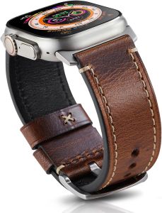 Gitalian 26MM Oil-Waxed Leather with Watch Ultra3/2/1Retro Brown    Oil-waxed pull-up leather lightens when bent or flexed natural grain soft breathable sheepskin lining Wide and thickened