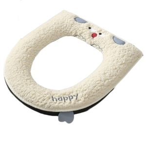 SFJHF Vải nhung lông Nắp bồn cầu mùa đông Có khóa kéo Không thấm nước Miếng đệm nắp bồn cầu Phụ kiện phòng tắm Tay cầm Đệm ngồi bồn cầu Phòng tắm