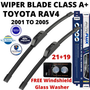 AutoFlux Wiper Blade Class A+ Toyota Rav4 2001to 2005 | FREE Windshield Glass Washer| Set 21+19