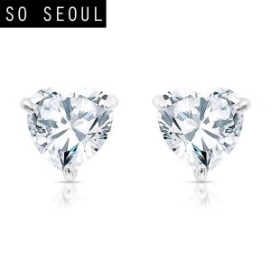 SO SEOUL Amora Heart 0.5-2.0 CARAT Heart Diamond Simulant Cubic Zircon Pierced Stud Earrings