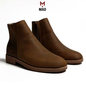 Giày Chelsea Zip Boots MAD Shoes Crazy Horse Brown cao cổ da bò sáp ngựa điên cao cấp chất lượng tốt phong cách bụi bặm