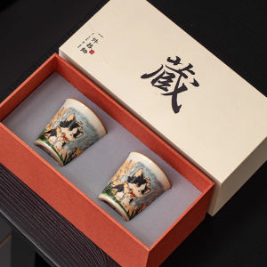 汝窑可爱猫立时杯手写主人茶杯个人专用高档大容量可乐杯功夫茶具