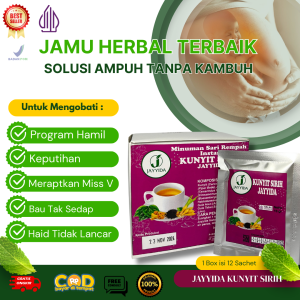 Obat Herbal Promil Program Hamil Suami Istri Untuk Kesuburan Pria Wanita - Penyubur Kandungan - Penyubur Pengental Penambah Sperma - Atasi PCOS - Jayyida Kunyit Sirih 12 Sachet