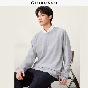 GIORDANO Men Sweatshirts Solid Color Simple Sweatshirts Crewneck Raglan Sleeve Fashionable Casual Sweatshirts 13026653