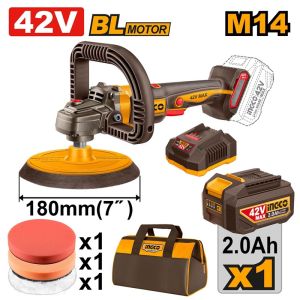 INGCO 42V BL 7" POLISHER 1X2.0AH & BAG APLI42181