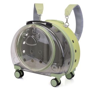2 in1 Pet Trolley Case Large Capacity Pet Bag Transparent Breathable Cat Bag Pet Carrier