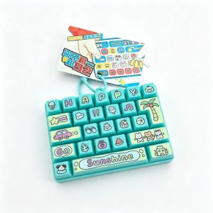 JON09 26-Key Decompression Button Toy Cute Design Transparent Dual-Tone keyboard Pendant Keychain Simulation Keyboard Keyboard Keychain Childrens Bag