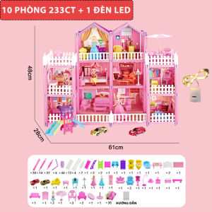 Mô Hình Lắp Ráp Lâu Đài Búp Bê Công Chúa DIY - Nhà Búp Bê Có Đèn LED Đầy Đủ Nội Thất Đồ Chơi Lắp Ráp Phát Triển Tư Duy
