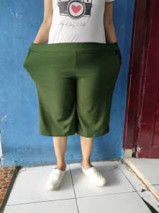 Kulot Pendek Super Jumbo Premium Motif Polos Terlaris | XXXL Super Big Size Pants | Celana Wanita Dewasa Muat BB 100kg Oversize