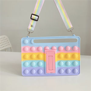 เคสกันกระแทกสำหรับ Samsung Galaxy Tab A A7 S6 S7 S8 S9 S7 FE + S8 + S9 + FE A9 A9 + Lite Plus Tab 3 4 Lite 8.0 "7.0" 10.1 "10.5" 10.9 "11.0" 12.4 "สำหรับเด็กแท็บเล็ตกันกระแทกเคสสีรุ้ง + Tali Bahu