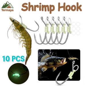 Termaya Luminous Live Shrimp Hook Baitholder Set Stainless Sharp Barbed String Hook with Holes Fishing Accessories
