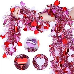 SKJK STUDIO 2 triệu Vòng hoa kim tuyến hình trái tim Tự làm Tình yêu sequin Dây hoa Valentine Đầy màu sắc Vòng hoa trang trí Đồ trang trí treo Tiệc Valentine